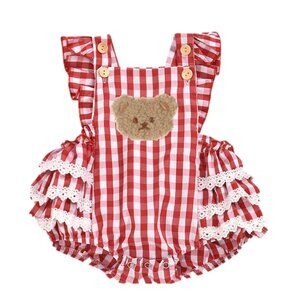 Teddy Bear First Birthday Romper Teddy Bear Dress Clothes Bear outfit Jumpsuit